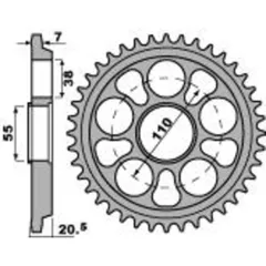 PBR Aluminium Ultra-Light Hard Anodized Rear Sprocket 4320 - 525 for Ducati 1000MONSTER, 1000MULTISTRADA, 1000SSSUPERSPORT Triumph THUNDERBIRD900SPORT 4320.42.LD