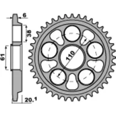 PBR Aluminium Ultra-Light Hard Anodized Rear Sprocket 4420 - 520 for MV Agusta BRUTALE750, F4750
