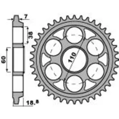 PBR Aluminium Ultra-Light Hard Anodized Rear Sprocket 4522 - 525 for Ducati 1100MONSTER, 1200MONSTER, 1200MULTISTRADA 4522.41.LD