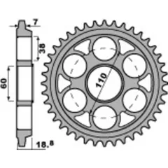 PBR Aluminium Ultra-Light Hard Anodized Rear Sprocket 4522 - 525 for Ducati 1100MONSTER, 1200MONSTER, 1200MULTISTRADA 4522.43.LD