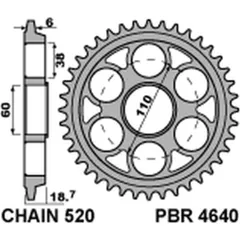 PBR Aluminium Ultra-Light Hard Anodized Rear Sprocket 4640 - 520 for Ducati PANIGALE1299, SUPERSPORT 4640 42 LD