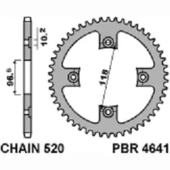 PBR Standard Stahlritzel hinten 4641 - 520 für CAN AM DS450