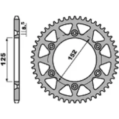 PBR Aluminium Ultra-Light Rear Sprocket 4649 - 428 for Beta RR1252T, RR1252TENDURO, RR1254TENDURO