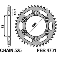 PBR Standard Stahlritzel hinten 4731 - 525 für Ducati 950MULTISTRADA