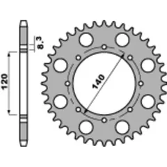 PBR Standard Stahlritzel hinten 491 - 520 für Kawasaki ESTRELLA250, KL650TENGAI, KLE500 491.44.C45