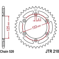 JT SPROCKETS Standard Stahlritzel hinten 210 - 520 für Beta, Honda, HM JTR210.52SC