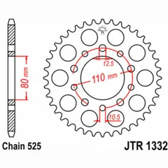 JT SPROCKETS Standard Stahlritzel hinten 1332 - 525 für Honda CB450, CB500, CB500S Triumph AMERICA865, AMERICA865EFI, SPEEDMASTER800 JTR1332.45