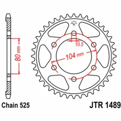 JT SPROCKETS Steel Standard Rear Sprocket 1489 - 525 for Kawasaki NINJAZX-10R, NINJAZX-10R, NINJAZX-10RR