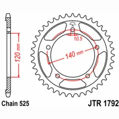 JT SPROCKETS Standard Stahlritzel hinten 1792 - 525 für Triumph, Suzuki, Kawasaki JTR1792.47