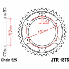 JT SPROCKETS Standard Stahlritzel hinten 1876 - 525 für Yamaha MT-07, MT-09, MT-10 Suzuki GSX-R1000, GSX-R600, GSX-R750 JTR1876.45