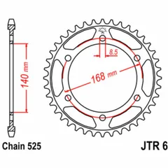 JT SPROCKETS Standard Stahlritzel hinten 6 - 525 für BMW F800GS, F800R