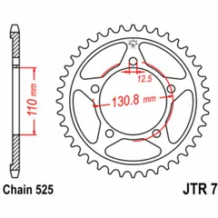 JT SPROCKETS Standard Stahlritzel hinten 7 - 525 für BMW S1000R, S1000RR, S1000XR JTR7.45