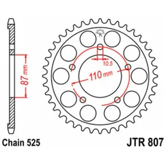 JT SPROCKETS Standard Stahlritzel hinten 807 - 525 für Suzuki GSF400BANDIT, GSF650BANDIT, GSX400 JTR807.48
