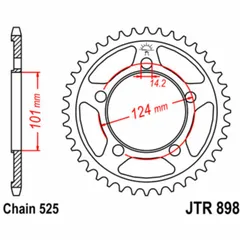 JT SPROCKETS Standard Stahlritzel hinten 898 - 525 für KTM 1190RC8, 950SUPERMOTO, 990SUPERDUKE