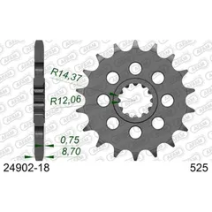 AFAM Steel Standard Front Sprocket 24902 - 525 for Kawasaki NINJAH2, NINJAH2SX, NINJAZX-10R