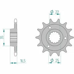 AFAM Standard Stahlritzel vorne 52613 - 525 für Ducati 1000MONSTER, 1000MULTISTRADA, 1000SSSUPERSPORT 52613-15