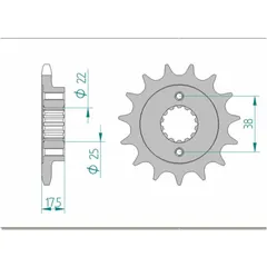 AFAM Standard Stahlritzel vorne 52616 - 525 für Ducati 796HYPERMOTARD, 796MONSTER, 950MULTISTRADA