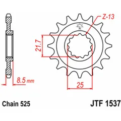 JT SPROCKETS Standard Stahlritzel vorne 1537 - 525 für Kawasaki KLV1000, NINJAZX-10R, NINJAZX-9R