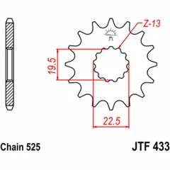 JT SPROCKETS Standard Stahlritzel vorne 433 - 520 für Suzuki GSF400BANDIT, TS250