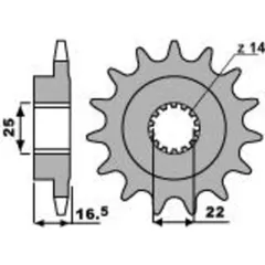 PBR Steel Standard Front Sprocket 2114 - 525 for Ducati 1000MONSTER, 1000MULTISTRADA, 1000SSSUPERSPORT