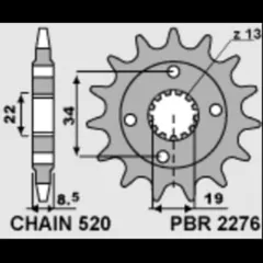 PBR Standard Stahlritzel vorne 2276 - 520 für KTM 390DUKE, RC390, RC390R Husqvarna SVARTPILEN401, VITPILEN401 2276.15.18NC
