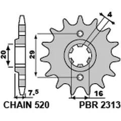 PBR Standard Stahlritzel vorne 2313 - 520