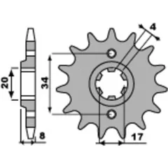 PBR Standard Stahlritzel vorne 267 - 520 für Honda CB250, XL350R, XR350R
