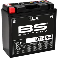 BS BATTERY SLA Wartungsfreie Batterie Werkseitig aktiviert - BT14B-4 für Yamaha FJR1300, FZS1000, FZS1000S Hyosung GV650, GV650AQUILA