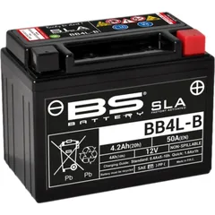 BS BATTERY SLA Wartungsfreie Batterie Werkseitig aktiviert - BB4L-B für Peugeot, Aprilia, Derbi