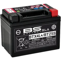 BS BATTERY SLA Wartungsfreie Batterie Werkseitig aktiviert - BTX4L+ / BTZ5S für KTM, Derbi, Aprilia