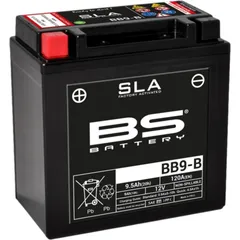 BS BATTERY SLA Battery Maintenance Free Factory Activated - BB9-B for Gilera, Aprilia, Piaggio