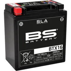 BS BATTERY SLA Battery Maintenance Free Factory Activated - BTX16 for Suzuki, Kawasaki, Gilera