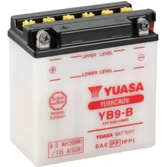 YUASA Battery Conventional without Acid Pack - YB9-B for Gilera, Aprilia, Piaggio
