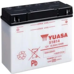 YUASA Battery Conventional without Acid Pack - 51814 for BMW, Laverda, Kawasaki