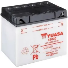 YUASA Battery Conventional without Acid Pack - 53030 for Moto Guzzi 1000MILLEGT, 1000SP, 850LEMANSI Ducati 860GT, 860GTS, 900DARMAH