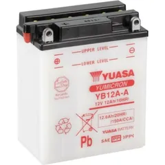 YUASA Battery Conventional without Acid Pack - YB12A-A for Honda, Kawasaki, Yamaha