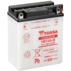 YUASA Battery Conventional without Acid Pack - YB12A-B for Honda CB350, CB450, CB450SCNIGHTHAWK
