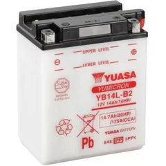 YUASA Battery Conventional without Acid Pack - YB14L-B2 for Kawasaki, Suzuki, Triumph