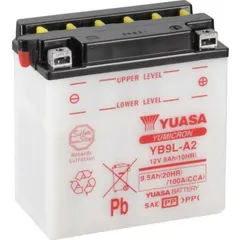 YUASA Battery Conventional without Acid Pack - YB9L-A2 for MUZ, for: Derbi, Kawasaki