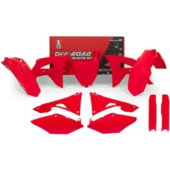 RACETECH Plastik-Kit neonrot für: Honda CRF250R + CRF450R