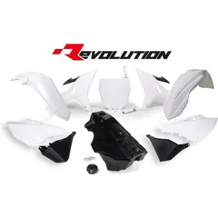 Kunststoff-Kit RACETECH Revolution + Tank Farbe weiß/schwarz für: Yamaha YZ125/250 für YZ250
