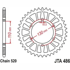 JT SPROCKETS Aluminium Ultra-Light Rear Sprocket 486 - 520 for Kawasaki NINJA250R JTA486.46BLK