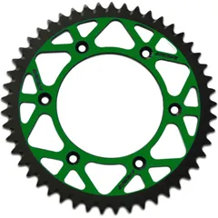 PBR Twin Color Kettenrad Grün/Schwarz 48 Zähne Aluminium ultraleichtes selbstreinigendes Kettenrad Hart eloxiert 520 Pitch Typ 489 für Kawasaki KDX200, KDX250, KLX300 Suzuki RM-Z250