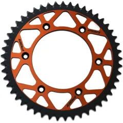 PBR Twin Color Kettenrad Orange/Schwarz 50 Zähne Aluminium ultraleichtes selbstreinigendes Kettenrad Hart eloxiert 520 Pitch Typ 899 für KTM, Husaberg, Husqvarna