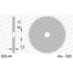 AFAM Aluminium Ultra-Light Hard Anodized hinteres Ritzel 17404 - 520 520-44