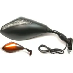 Mirror universal black with led indicator 10mm jmp