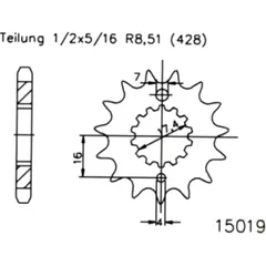 Front sprocket 17 tooth pitch 428
