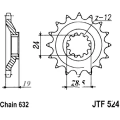 Zahnrad Ritzel 15Z Teilung 632