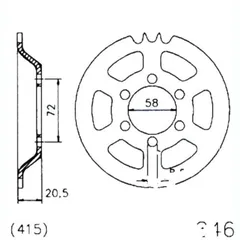 Rear sprocket 47 tooth 415 black 20084647