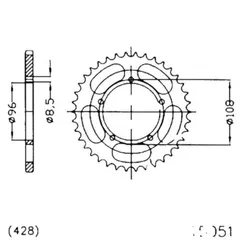 Rear sprocket 49 tooth 428 silver